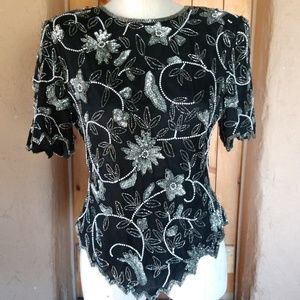 Vintage Laurence Kazar beaded top